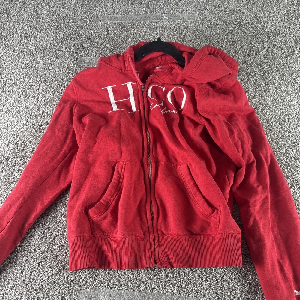 NWT Hollister Women's Zip up Red Hoodie Sweatshirt -‎ Size Large